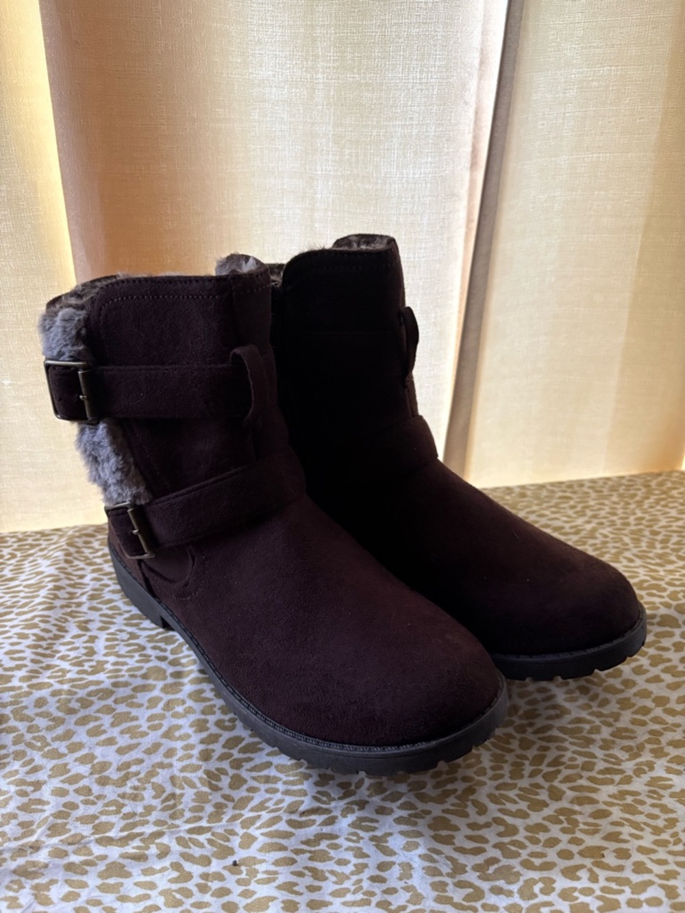 Wanted Chocolate Brown Suede Faux-Fur Ankle Boots
